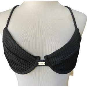 Fae Swim Bikini Top Womens LARGE BLACK Swim Unpadded NWT NEW